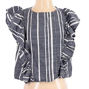 🍁 dip Short Sleeve Ruffle Blouse